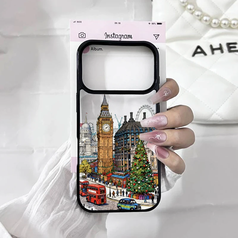 آيفون 17 برو شجرة عيد الميلاد نمط طباعة الحال بالنسبة آيفون 17 16 15 14 13 12 11 برو ماكس مشهد الثلوج للصدمات كوكه