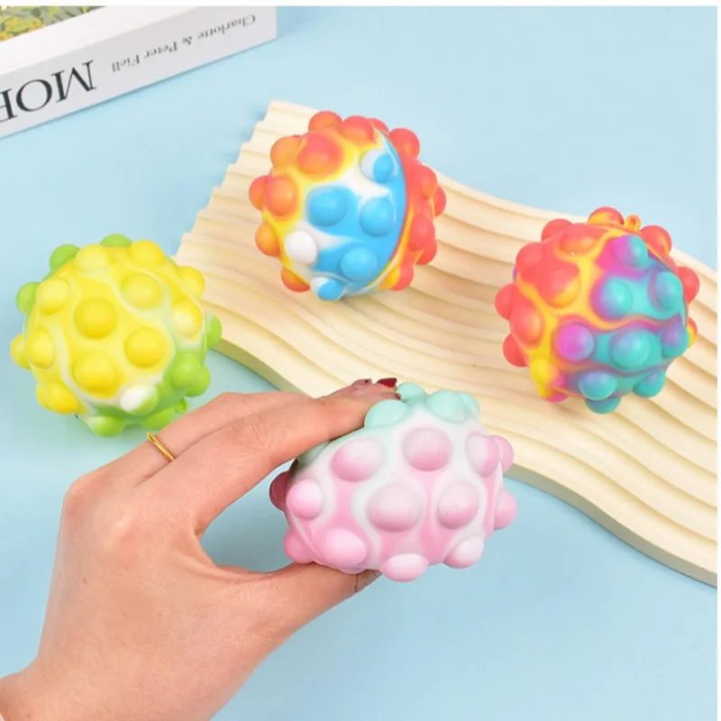 2pcs Color Random Stress Ball Fidget Toys 3D Ball Push Bubble ADHD Autism Stress Relief Sensory Toys for Kids and Adults