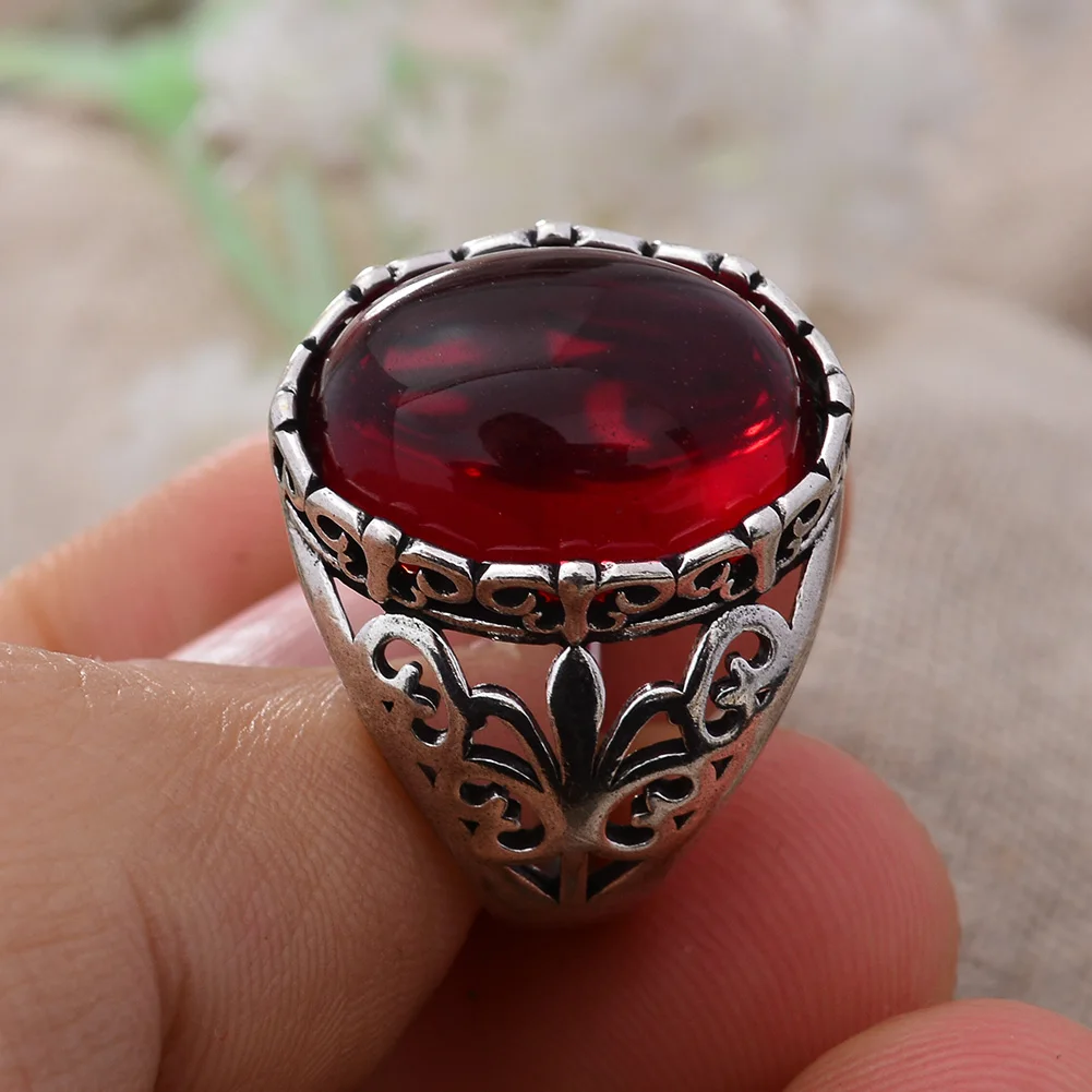 New Arrival Luxury Garnet Stone Flower Thai Silver Female Engagement Rings For Women Gifts High Quality