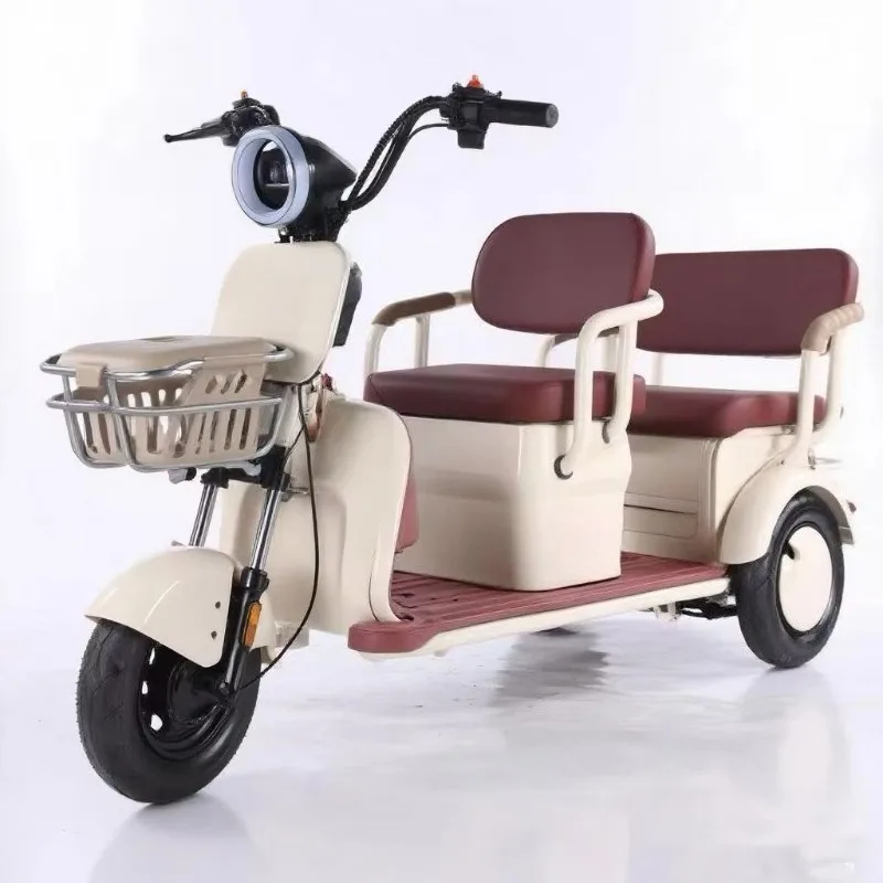 Adjustable Three-Seat Electric Tricycle Household Small Scooter with Frame and Lithium Battery