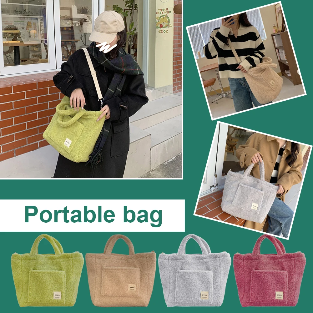 

Winter Crossbody Bags Soft Plush Shoulder Crossbody Bag Large Capacity Tote Shopping Bag Lamb Down Travel Street Ladies Hand Bag