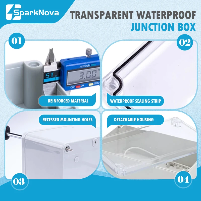 IP67 Plastic Transparent Waterproof Enclosure Box for Outdoor Electronic Projects Electrical Instrument Junction Housing Protect