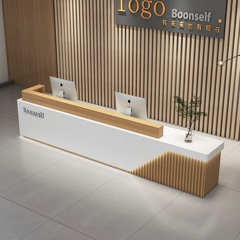 

Checkout Elegant Reception Desks Design Minimal Industrial Drawers High Quality Reception Desks Counter Luxury Bureau Furniture