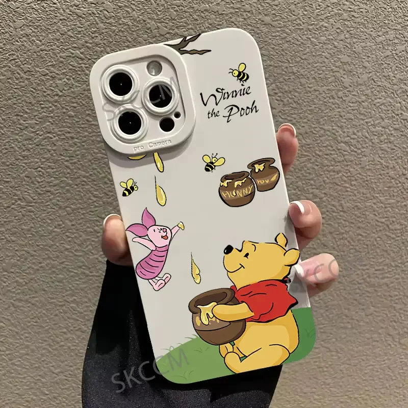 Cute Cartoon Winnie the Pooh Piglet Disney Cover for iPhone 11 12 13 14 15 16 Pro Max Plus X XS XR 15Pro 7 8 Mini Y2K Phone Case