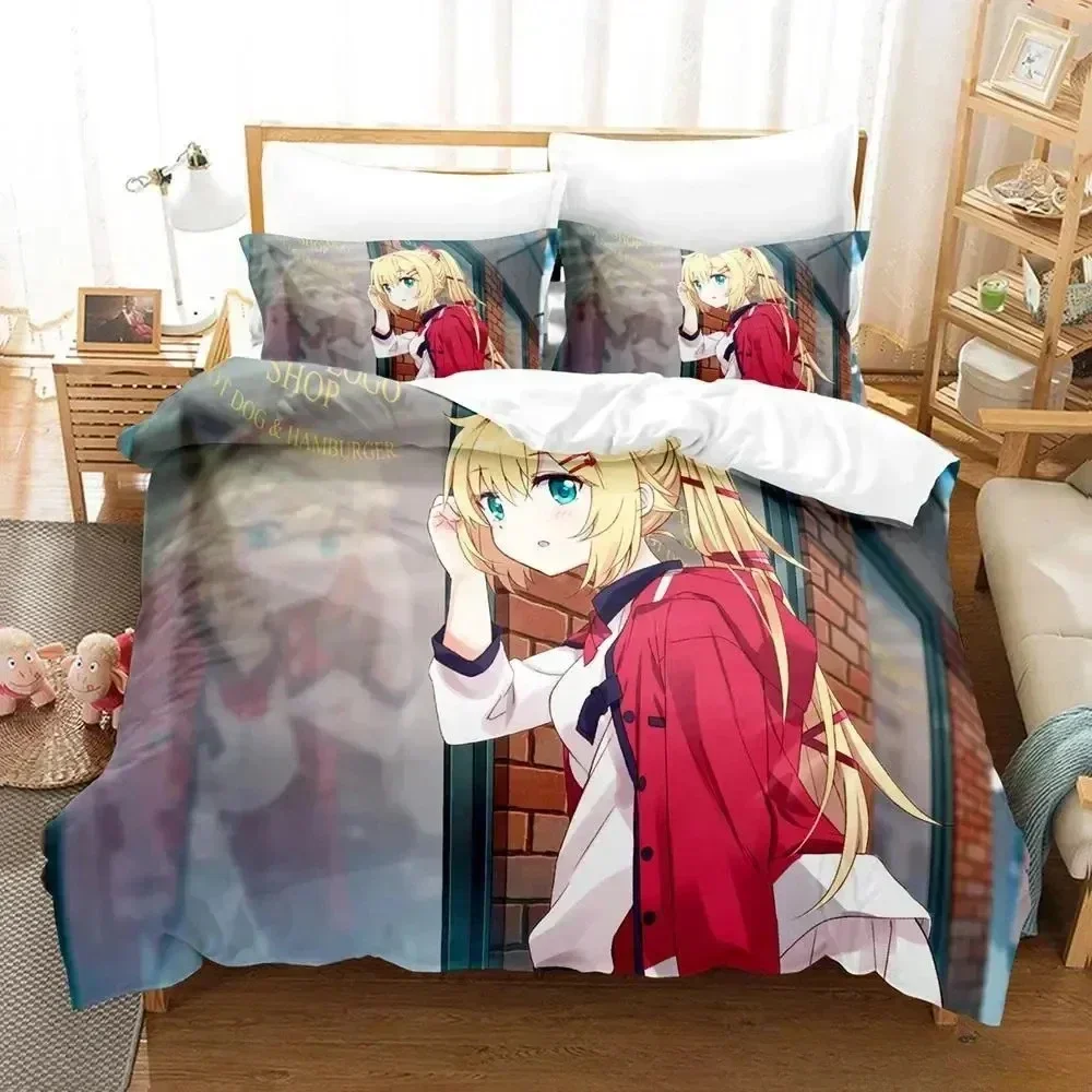 

Kawaii Akai Haato Bedding Set Printed Bed Set With Pillowcase Bed Duvet Cover Soft Queen King Size Bedclothes Home Anime Bed