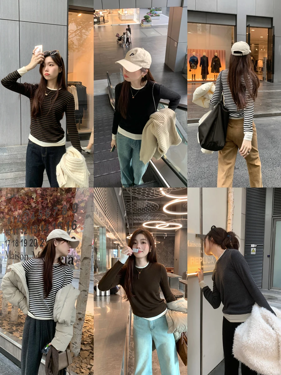 

Soft Woolen Knitted Sweater Women's Slim Fit Patchwork Base irt Winter Commute Sle Long Sve round Ne Top