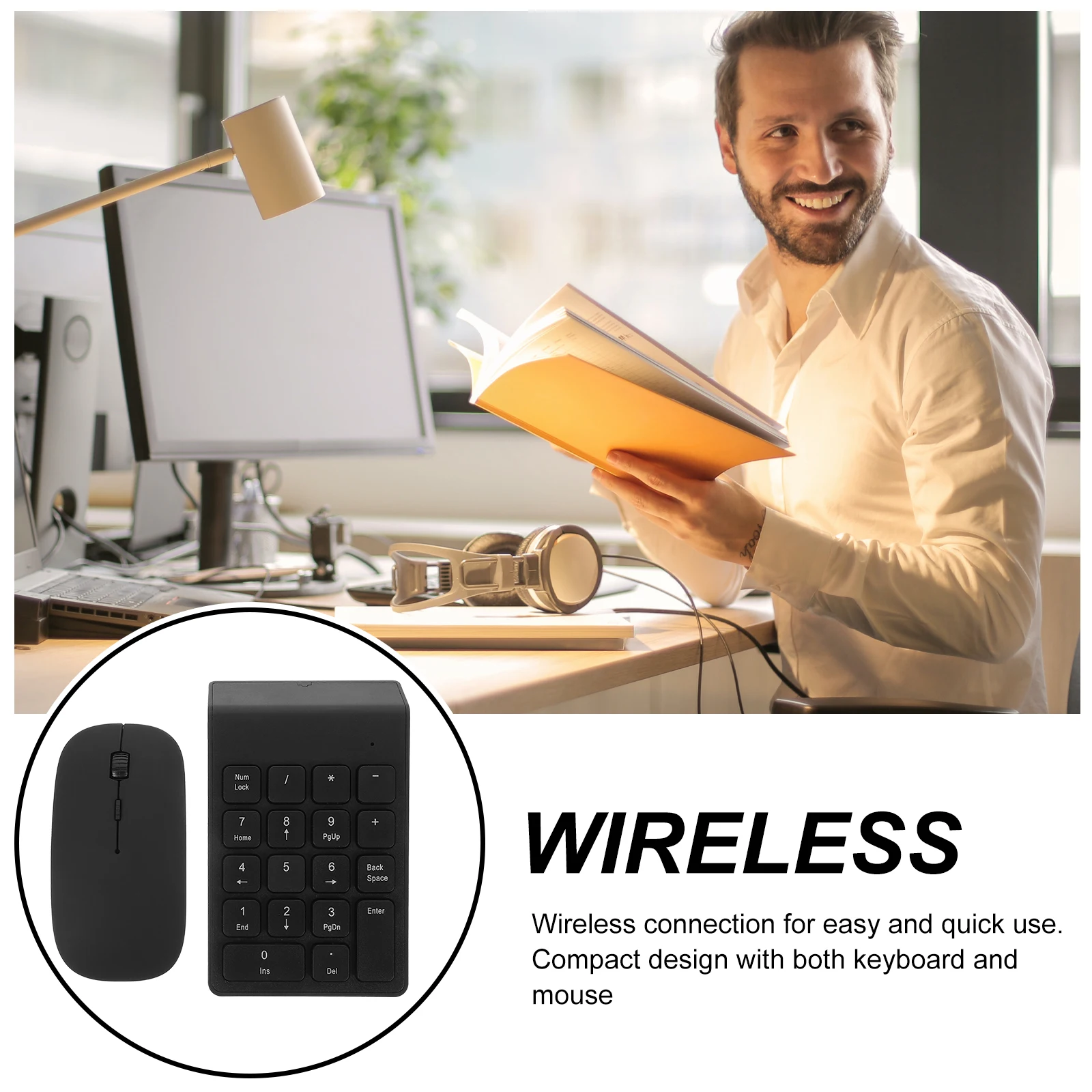 

Wireless Digital Keyboard Mouse Set Black Portable Numeric Keypad for Laptop Number Pad Compact Design Computer Accessories