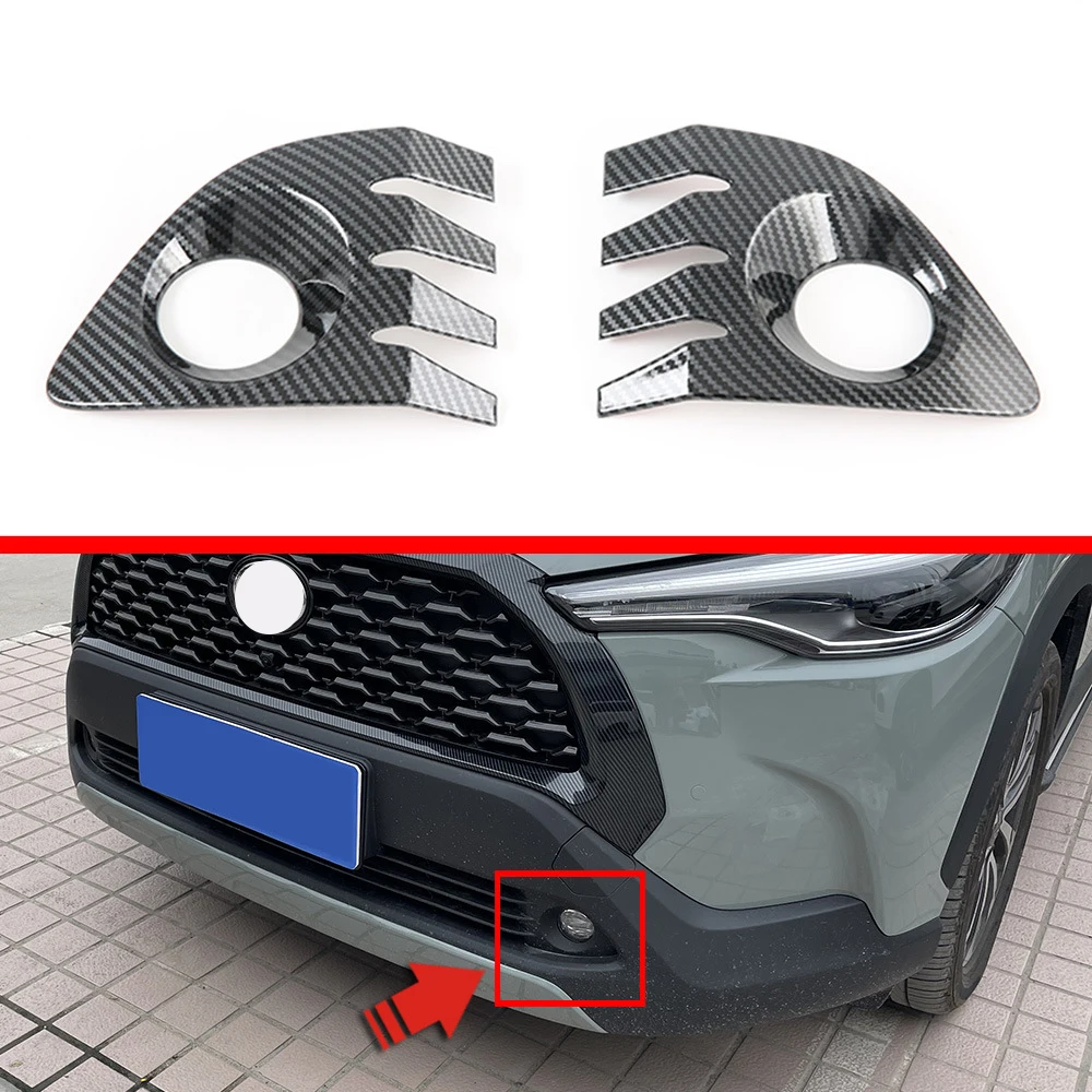 

Carbon Fiber Front Fog Light Cover Trim Stickers For Toyota Corolla Cross Abs Car External Accessories Styling 2020 2021