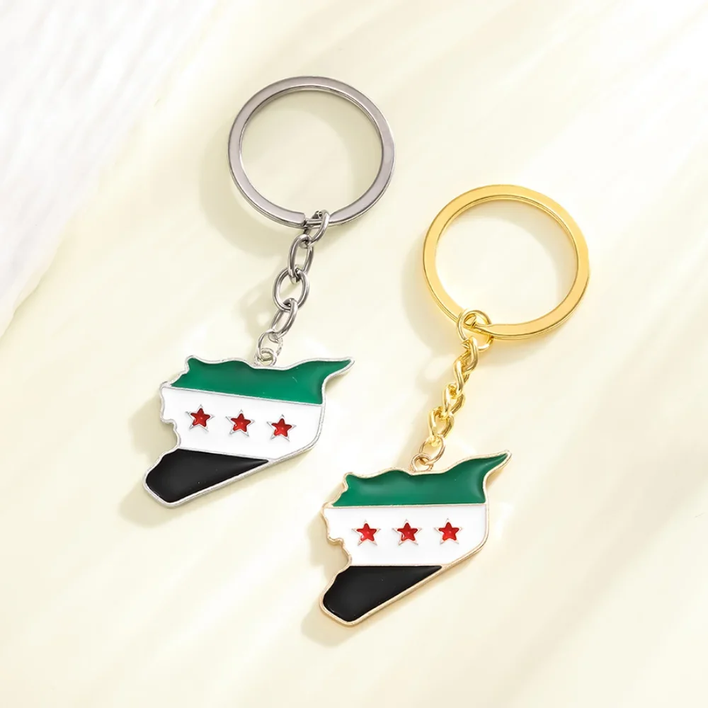 Stainless Steel Syria Map Flag Pendant Necklaces Syrians Traditional Flag Pendant Friendship For Women Men Holiday Party Gift