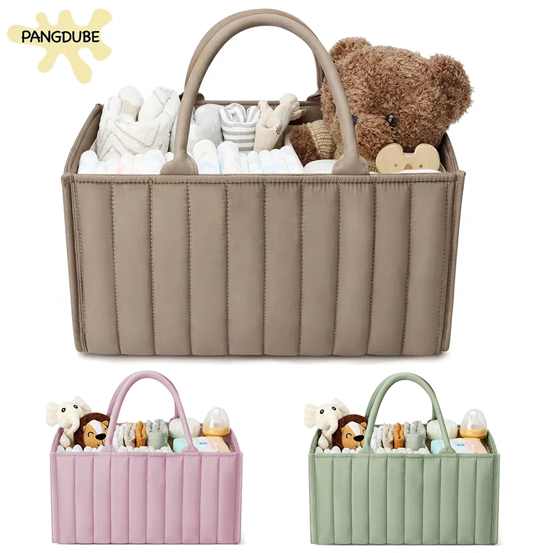 Portable Baby Diaper Organizer Bag Folding High Capacity Diaper Caddies & Stackers Travel-Friendly Baby Essentials Storage Bag