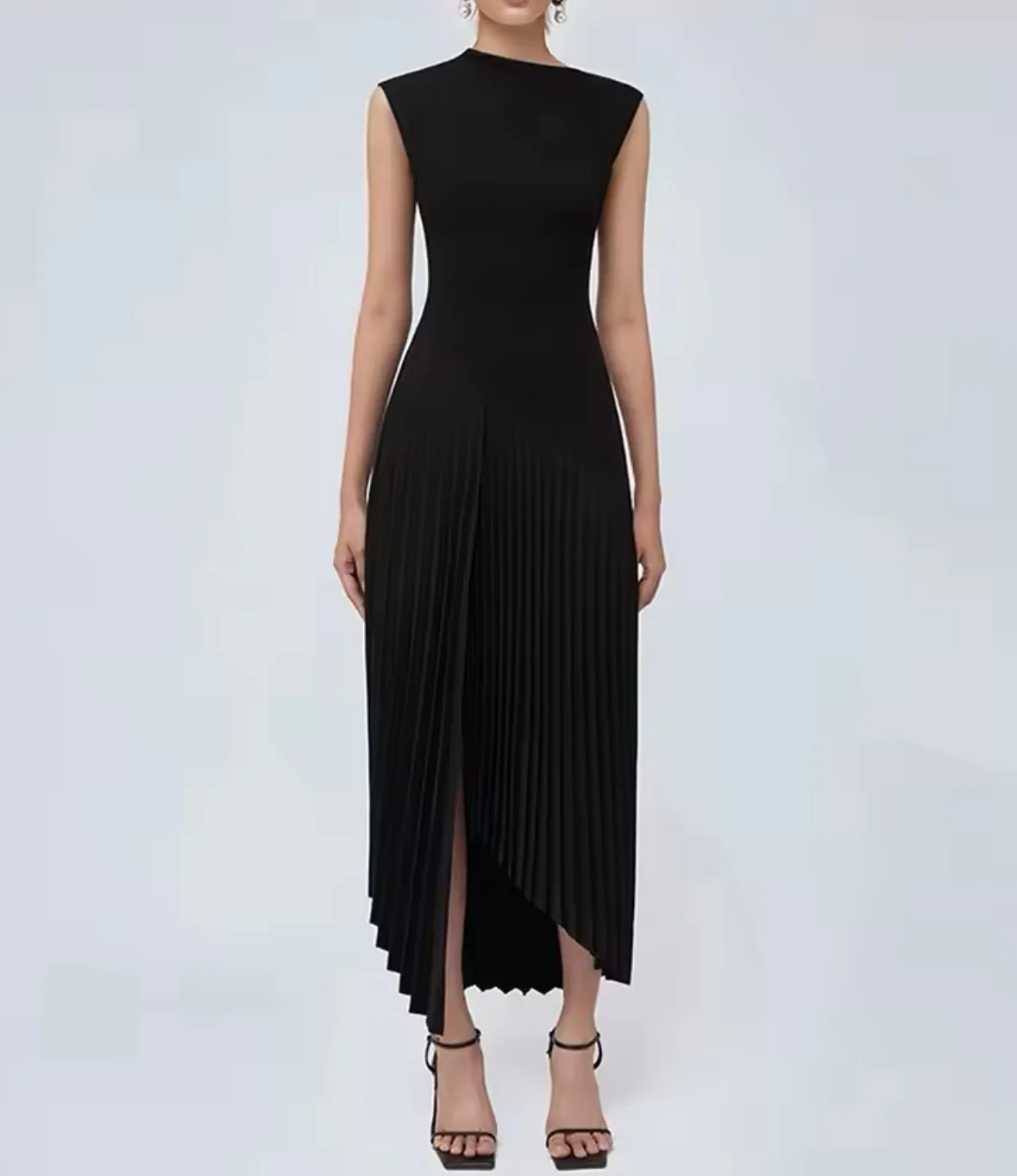 

Customized Temperament Jersey A-Line Evening Dress High Quality Sleeveless O-neck Ankle Length فستان سهرة نسائي