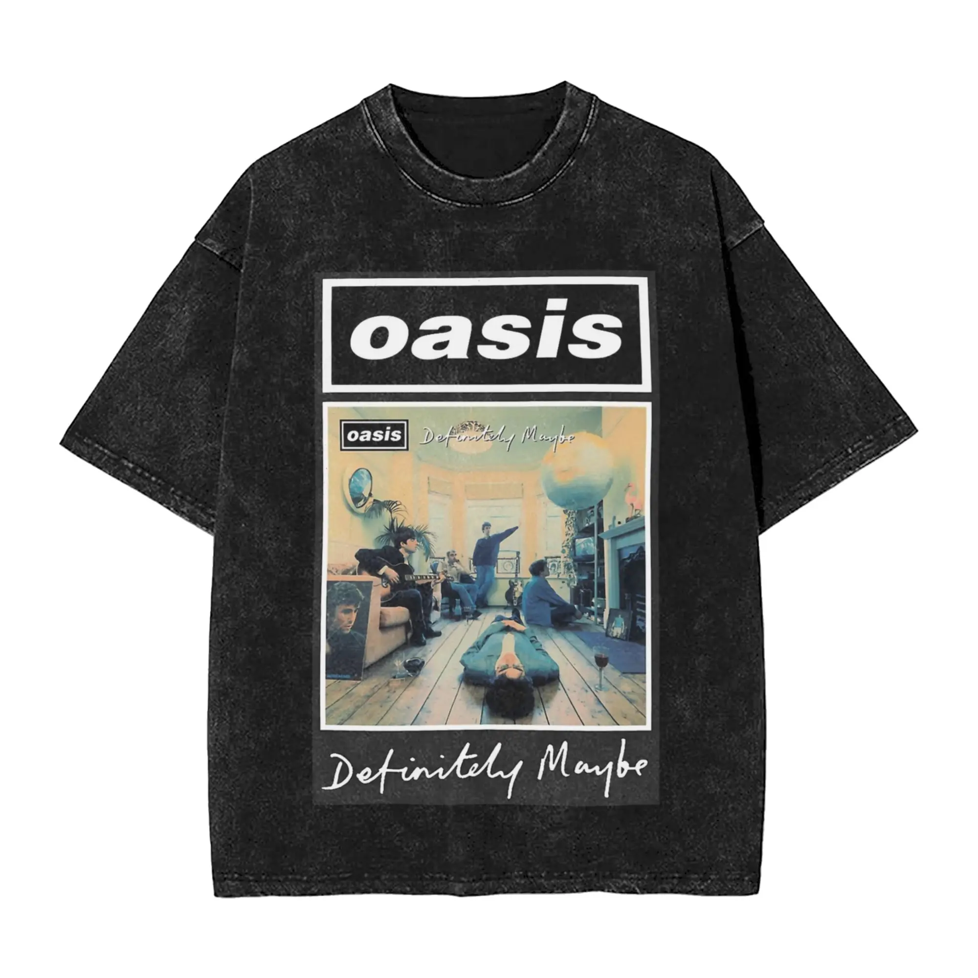 Pop Band O-Oasis Washed T Shirts Streetwear Hip Hop Vintage T-Shirts  Tees Men Women Short Sleeve High Street Summer