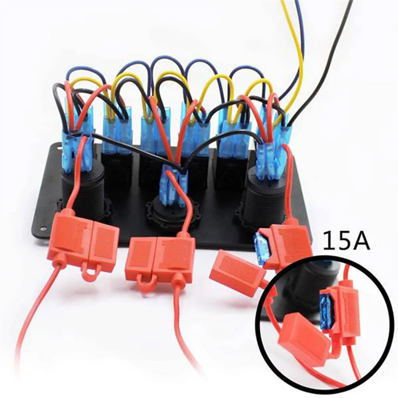 

AEA0-12/24V 6 Buttons Switch Panel With Digital Voltmeter Tester 3.0 USB Chargers Bule Light Boat Power Adapter