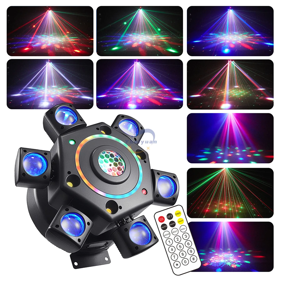 

6-Arm LED Moving Head Light RGBW 4-in-1 Party DJ Light DMX512 Remote Control Suitable for Wedding Party Disco KTV Wedding Stage