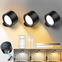 Magnetic LED Wall Light Rechargeable Reading Lights 360° Rotation Touch Remote Control Cabinet Spotlight Night Lamp