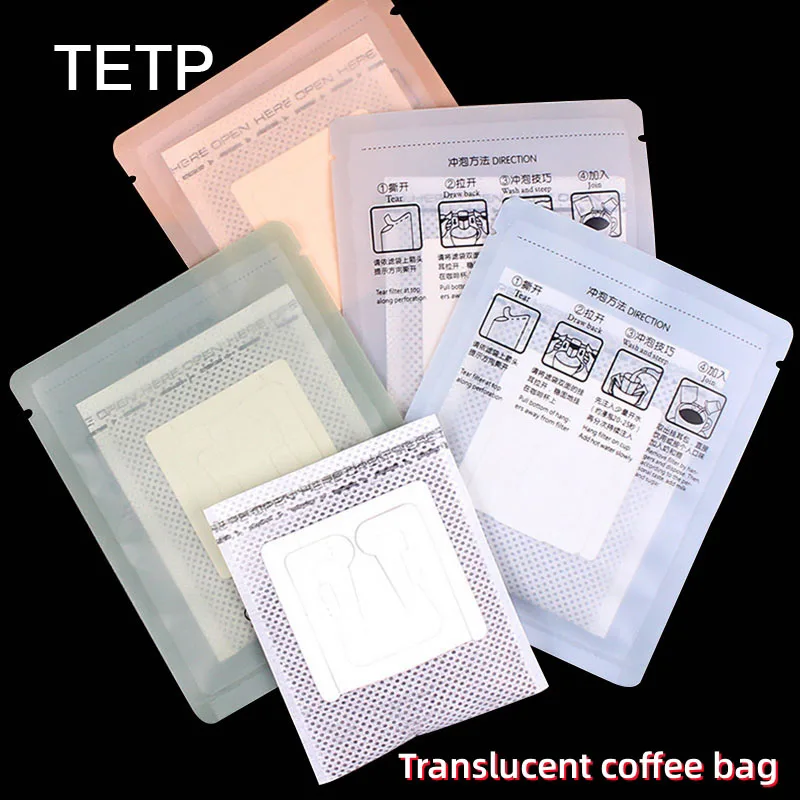 

TETP 100Pcs Semi-Transparent Frosted Hanging Ear Bags for Drip Coffee Powder Flower Tea Packaging Heat Sealed Food Grade Pocket