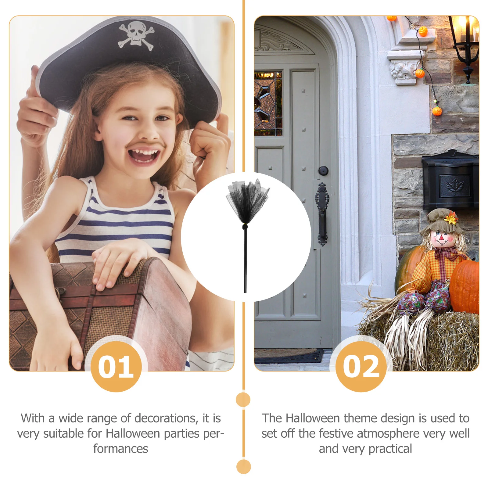 

Plastic Mesh Wizard Broom Props Halloween Decorative Witch Toy Gift Kids Role Playing Masquerade Accessories House Decoration