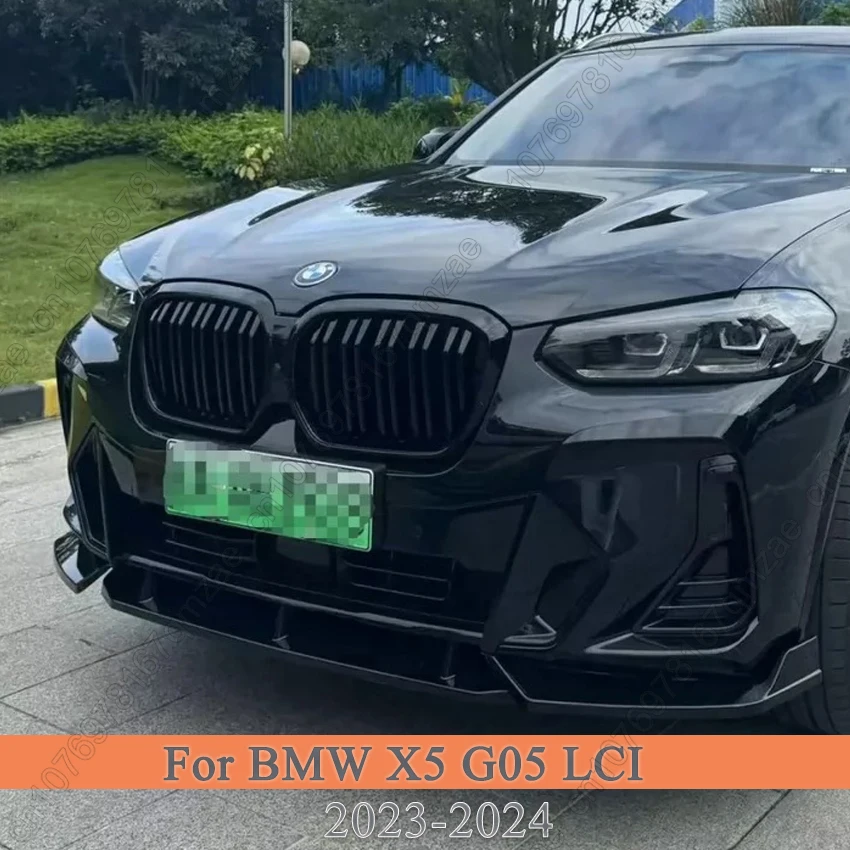 

For BMW X5 G05 LCI 2023-2024 Car Front Kidney Grill Kits Single Line Grillez Racing Grills Gloss Black Grille With Camera Hole