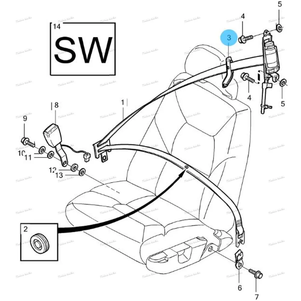 For Volvo S60 S80 V70 XC90 LH Oak Seat Belt Retractor Guide Ring Belt Retractor Ring Left - Oak/ Arena 39966530 9425378 9478164