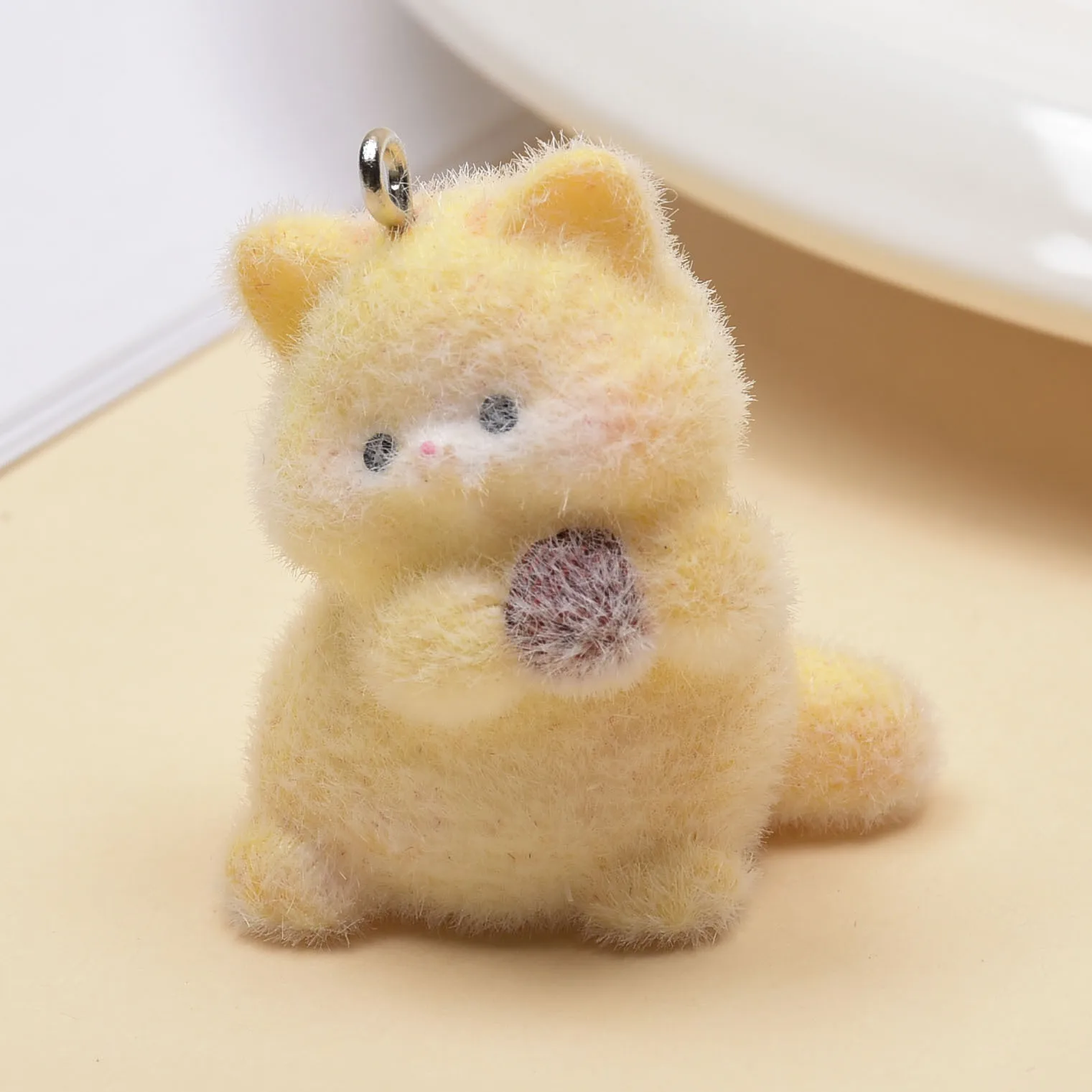 18pcs Cartoon Flocking resin Cats eat fish Charms cute  Plush Doll pendant for Necklaces earrings keychains diy jewelry fittings