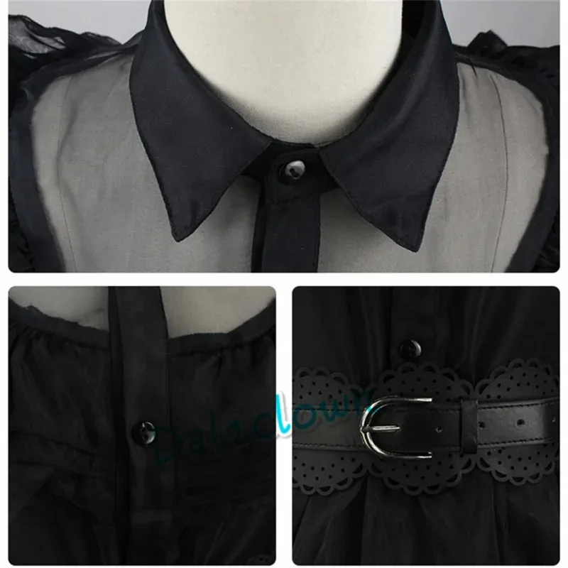 

Wednesday Addams Cosplay Dress Girl Kids Wednesday Cosplay Costume Black Gothic Tulle Dress Ball Gown Wig Halloween Party WJ9123