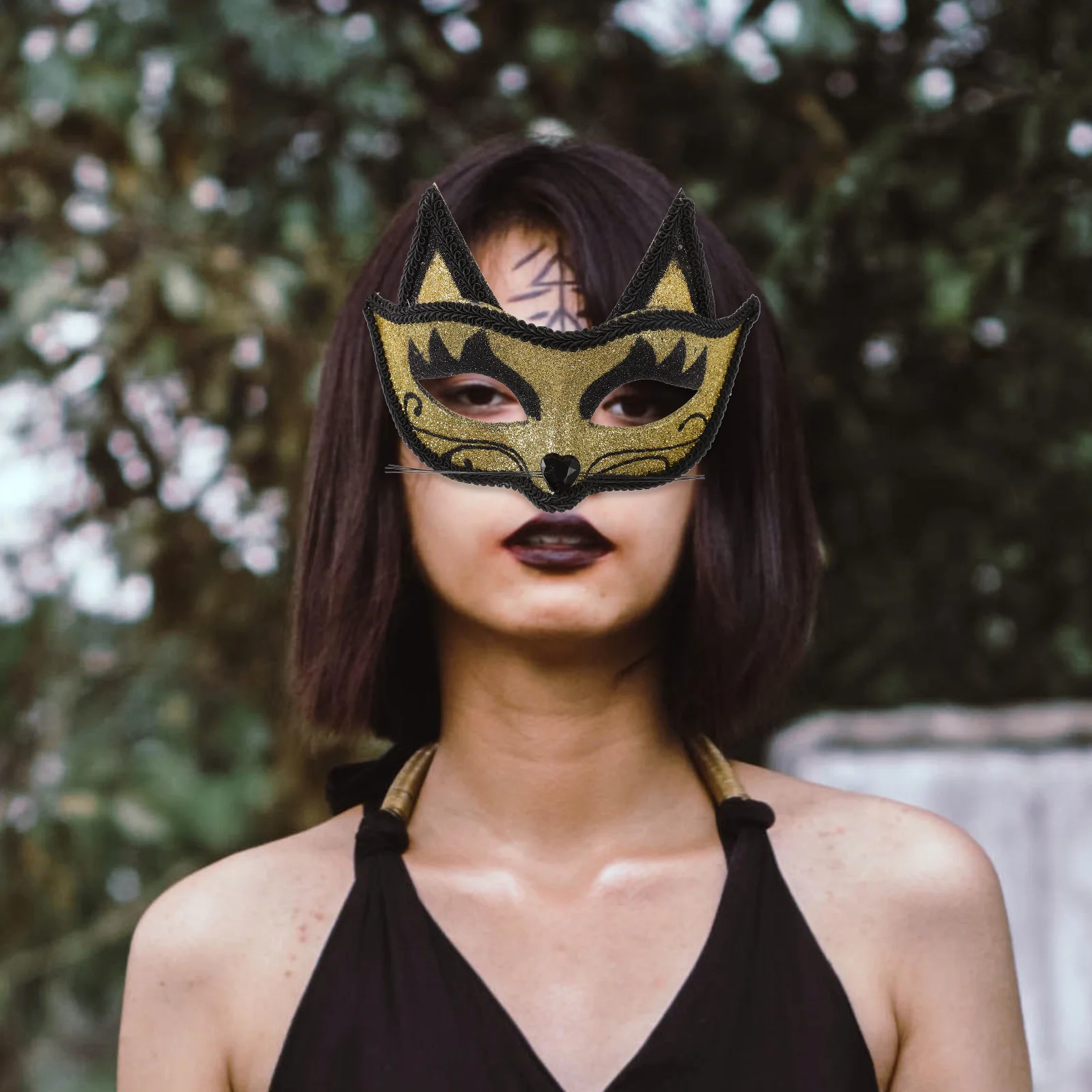 Máscara de Mascarada metálica para Halloween, Carnaval, Pascua, espectáculo, fiesta de lujo, disfraz negro, Gato de plástico