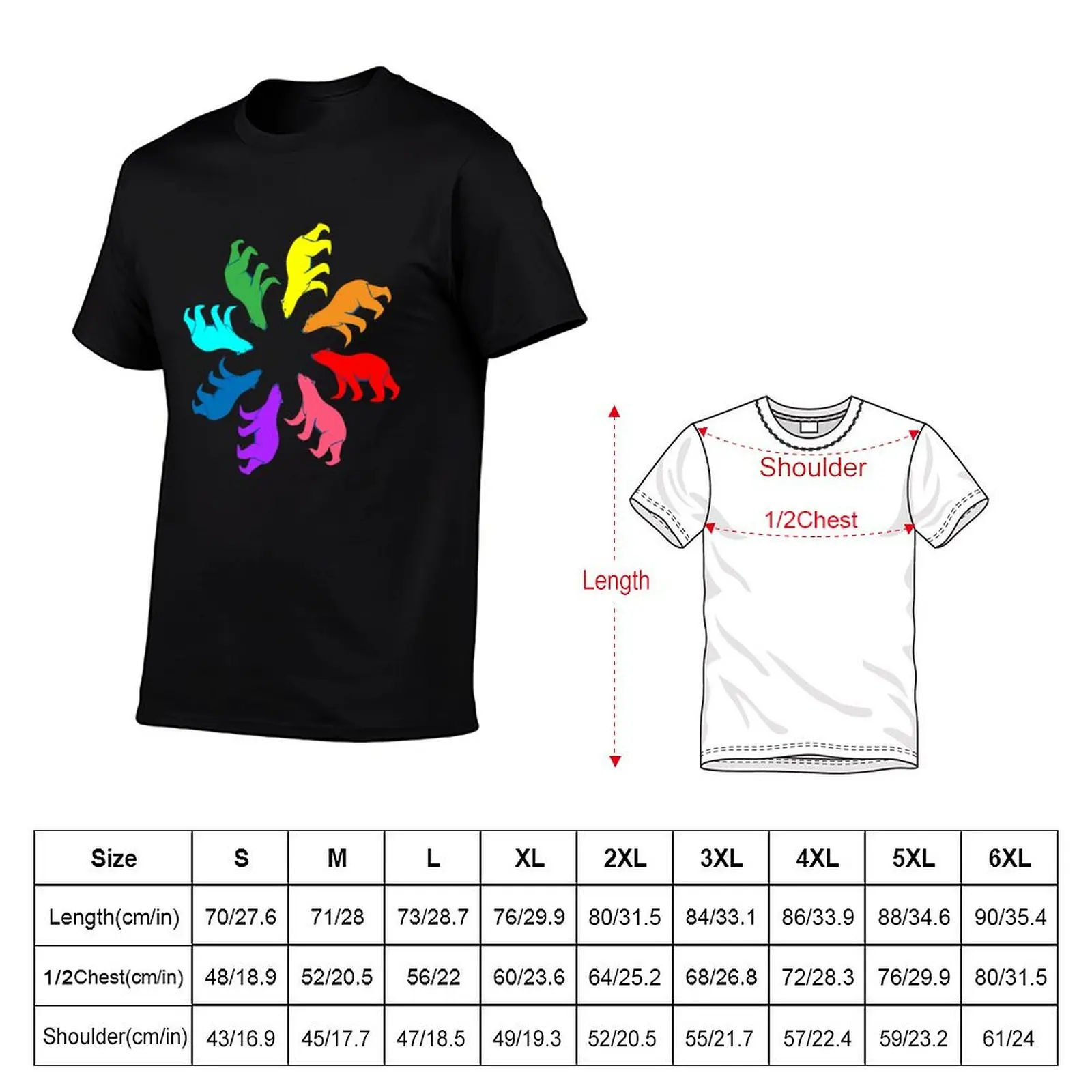 Color: Bear Rainbow Pinwheel T-Shirt hippie clothes anime figures men t shirt