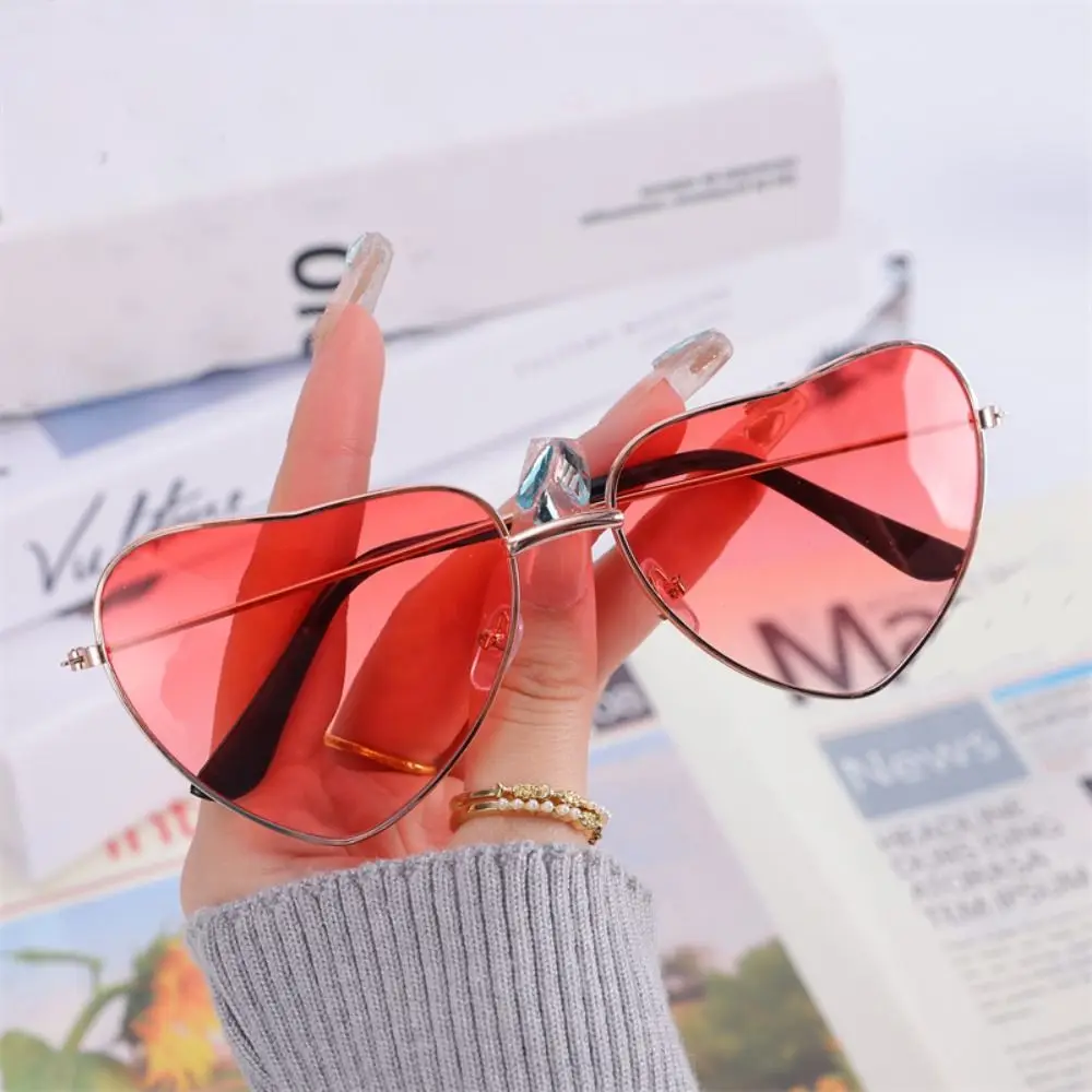 Korean Sun-Protective Heart-shaped Sunglasses Candy Color Metal Driving Glasses Hip Hop Eyewear Outdoor Sunglasses