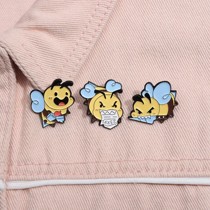 Cute Cartoon Bee Enamel Pin Personality Interesting Funny Creative Clothing Accessories Brooch Badge Trendy Jewelry Gifts