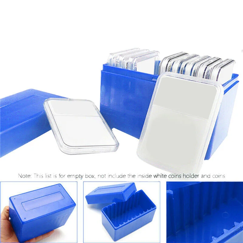 ABFU-6X Square Plastic 10 Coin Capacity Holder Slab Storage Box Case Fit For PCCB NGC PCGS