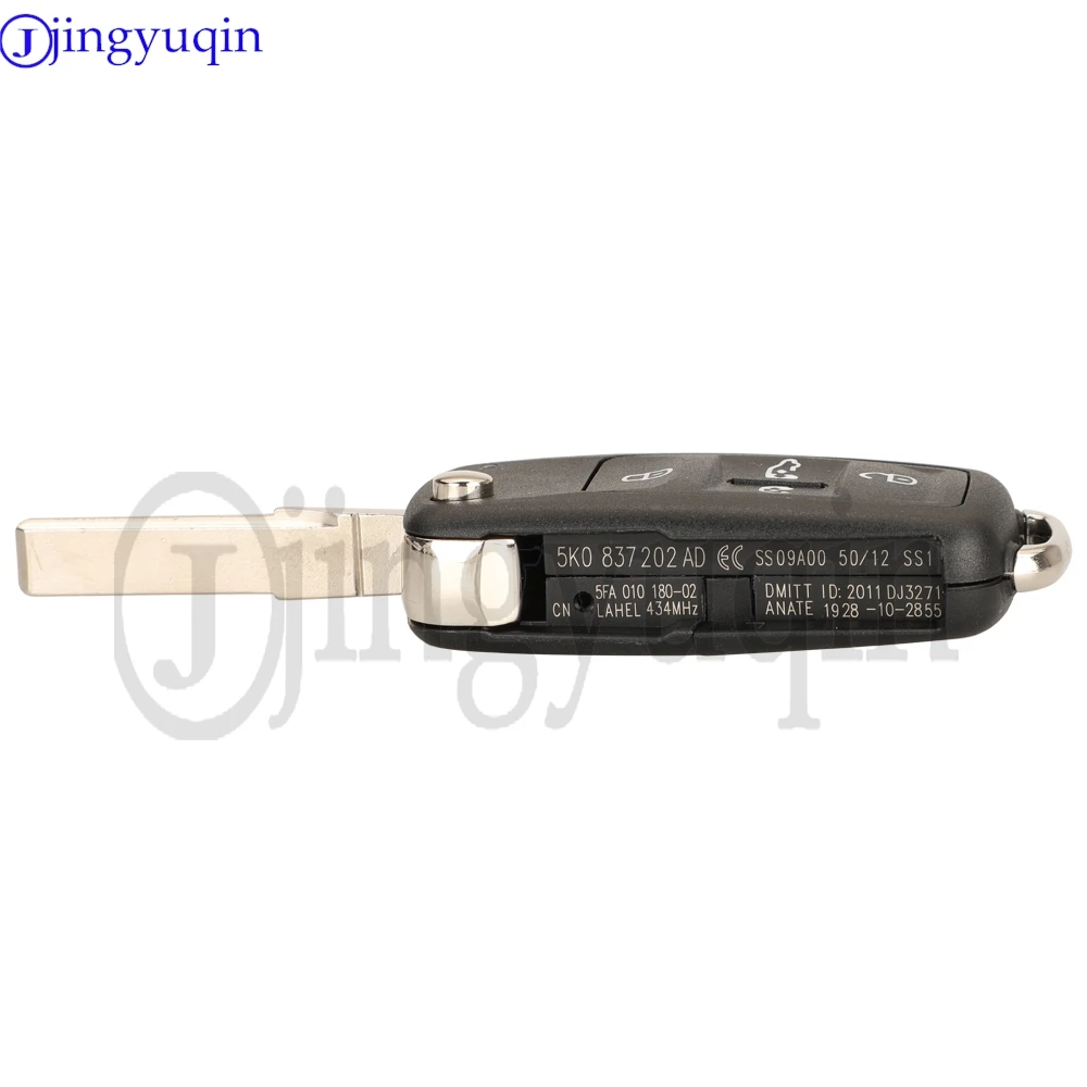 

jingyuqin 433MHz MQB48 Chip 7E0837202BK / 202K Remote Car Key Fob For Volkswagen VW Sharan Multivan Caravelle Transporter Caddy