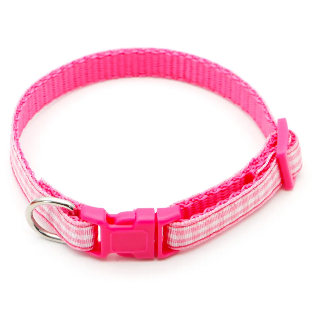 Checkered Striped Pet Collars with Bells Adjustable Neck Necklace Nylon Alloy Material for Small Dog Cat Gift Accessories