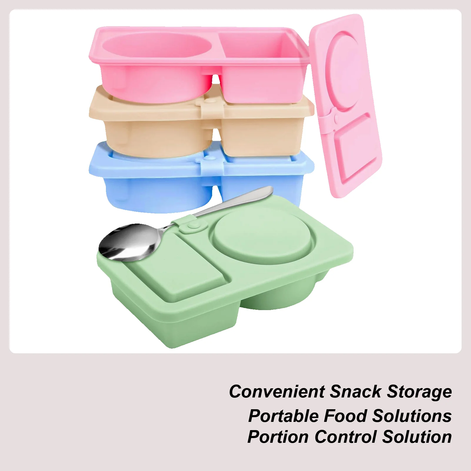 

Snack Prep Containers Double Compartment Snack Containers 4 Pieces Double Compartment Organizer Food Storage Silicone Snackle