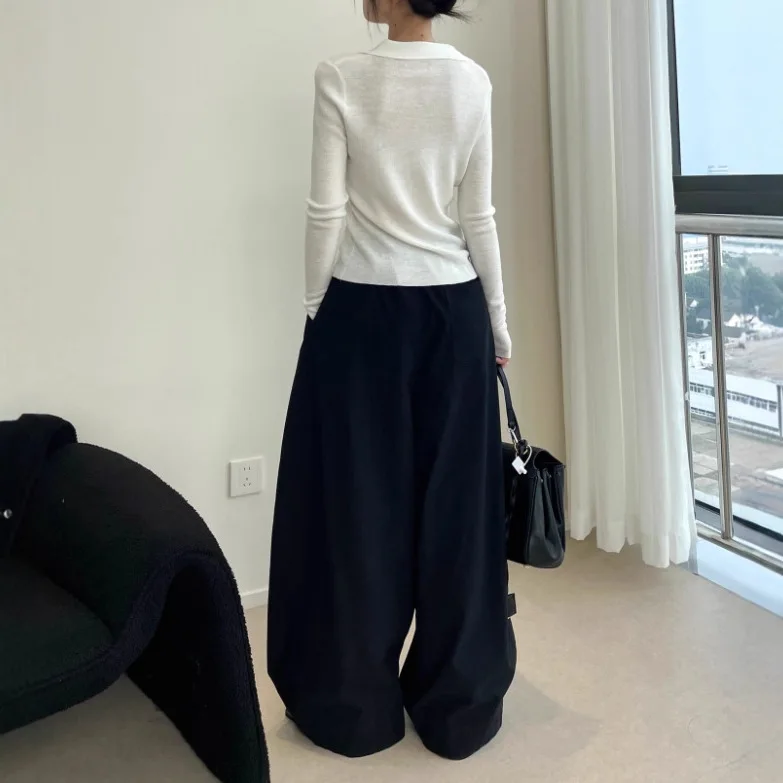 Slim Fit Long Sleeve Polo Neck Knitted T-Shirt Women's Early Autumn Hemp Sensation Rainbow Thread Base Shirt Knitwear