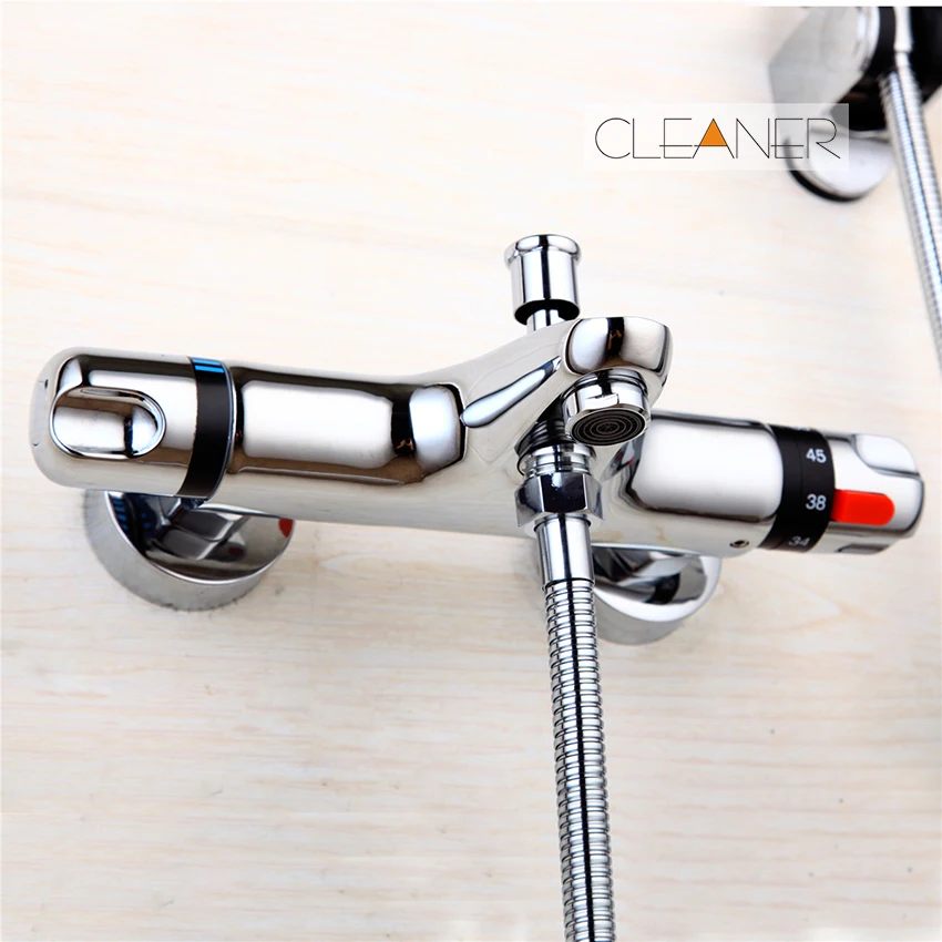 Basin Faucet Set Chrome Brass torneira da banheira Bathtub Sink Exposed Shower Faucet Wall Mounted Thermostatic Mixer Taps