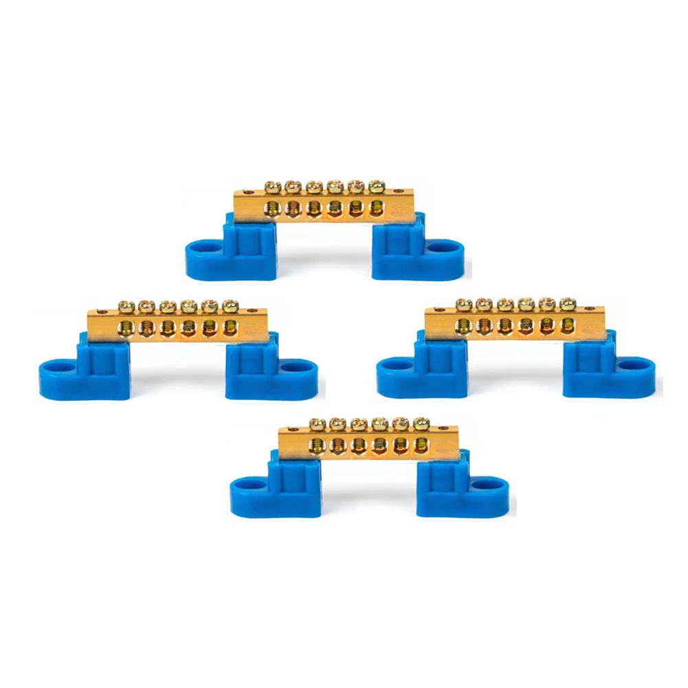 Copper Adjustable Grounding Terminal Strip 4 Pack 4 6 8 10 12 Hole for Distribution Box Easy Install Screw Type