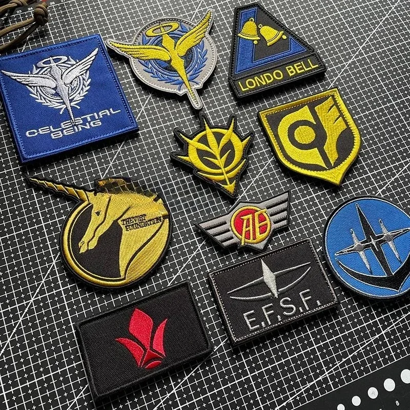 Gene Unicorn Badges on Backpack DIY Decorative Sticker Mobile Suit Gundam Embroidered Hook&Loop Patches Tactical Armband