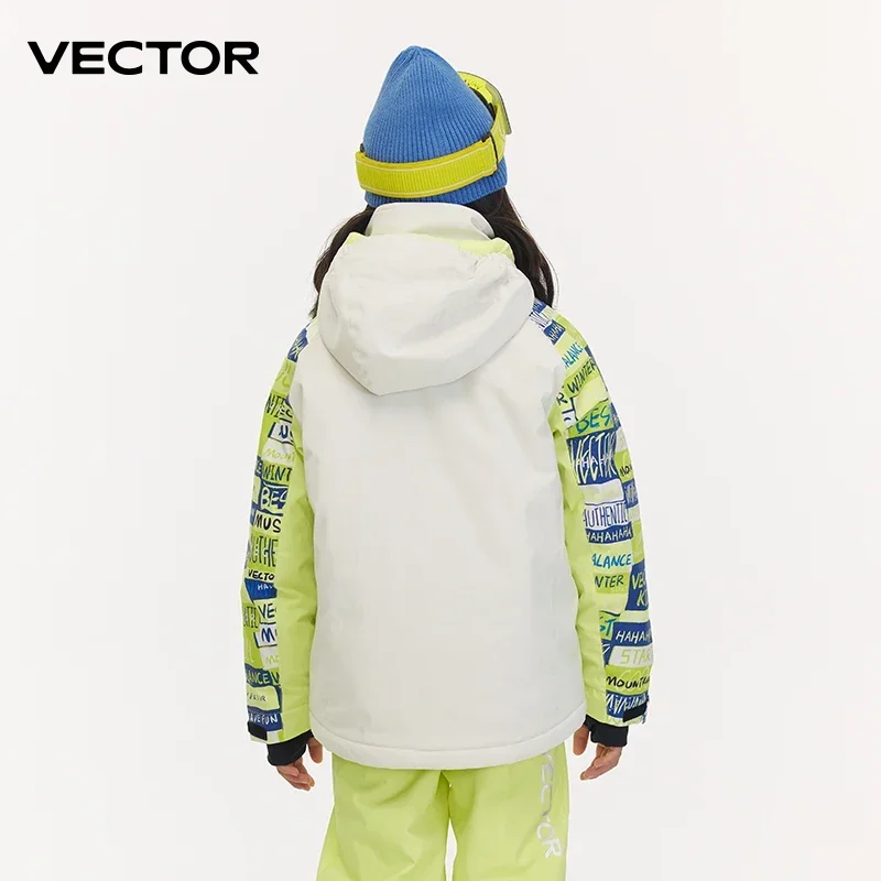 VECTOR Ski Jacket Children Hooded Sweater Reflective Boys and Girls Ski Jacket Thickened Warmth Waterproof Ski Equipment 2023