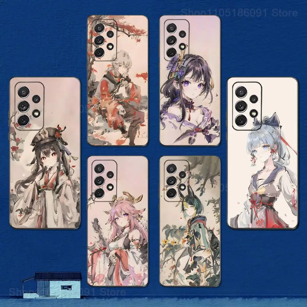 

Cute Role G-Genshin I-Impact Phone Case For Samsung S22,S21,S20,S10,S9,S25,S24,S23,Ultra,FE,Plus,Lite,Soft Silicone Black Cover