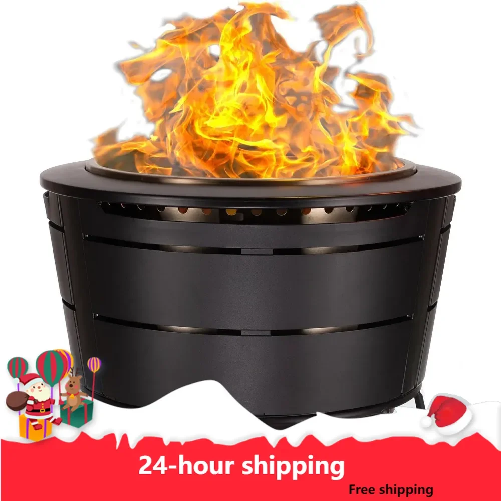 27.5 in. Fire Pit, Large Wood Burning Outdoor Fire Pit,Includes Modern Design with Removable Ash Pan and Weather Resistant Cover