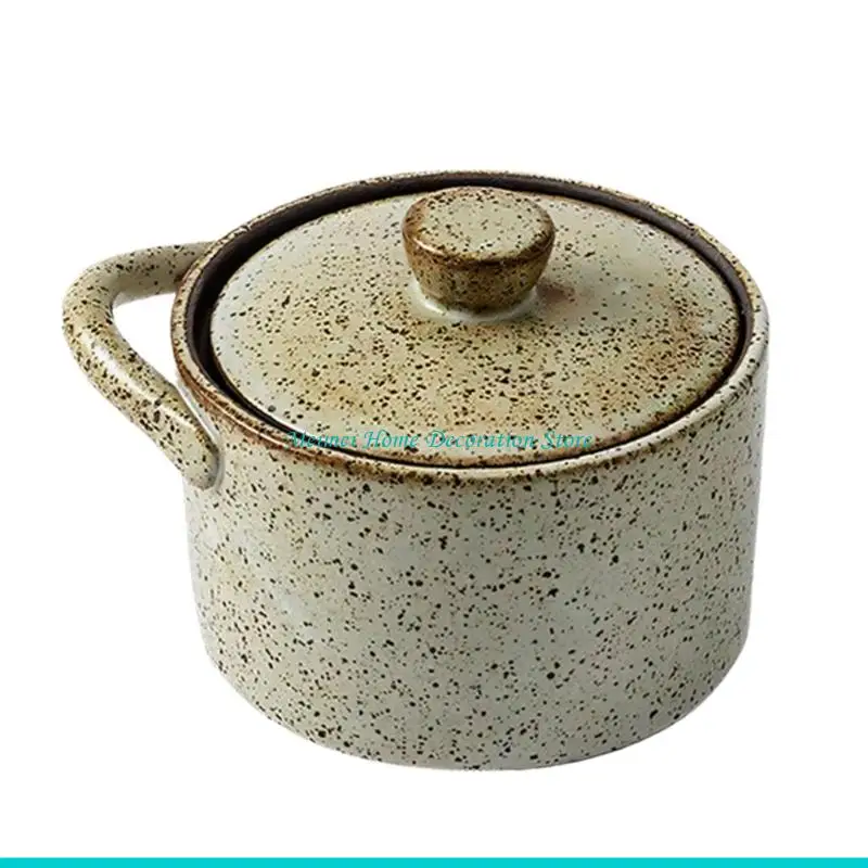 H7BF Elegant Dotted Ceramic Spice Holder With Tight Lid For Seasoning Storage