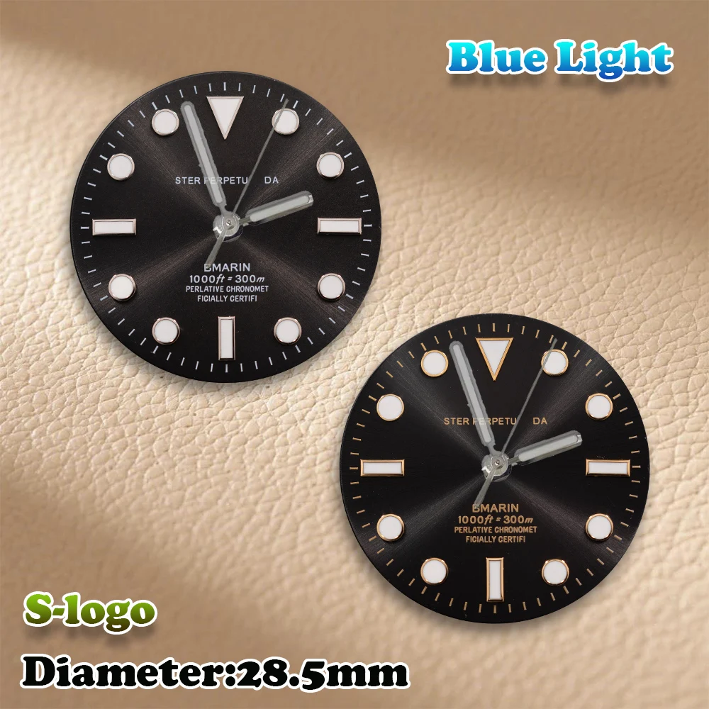 

NH35/NH36 Механизм S с логотипом SUB Sunburst Циферблат 28,5 мм Зеленые светящиеся часы Модификация аксессуаров Ремонт