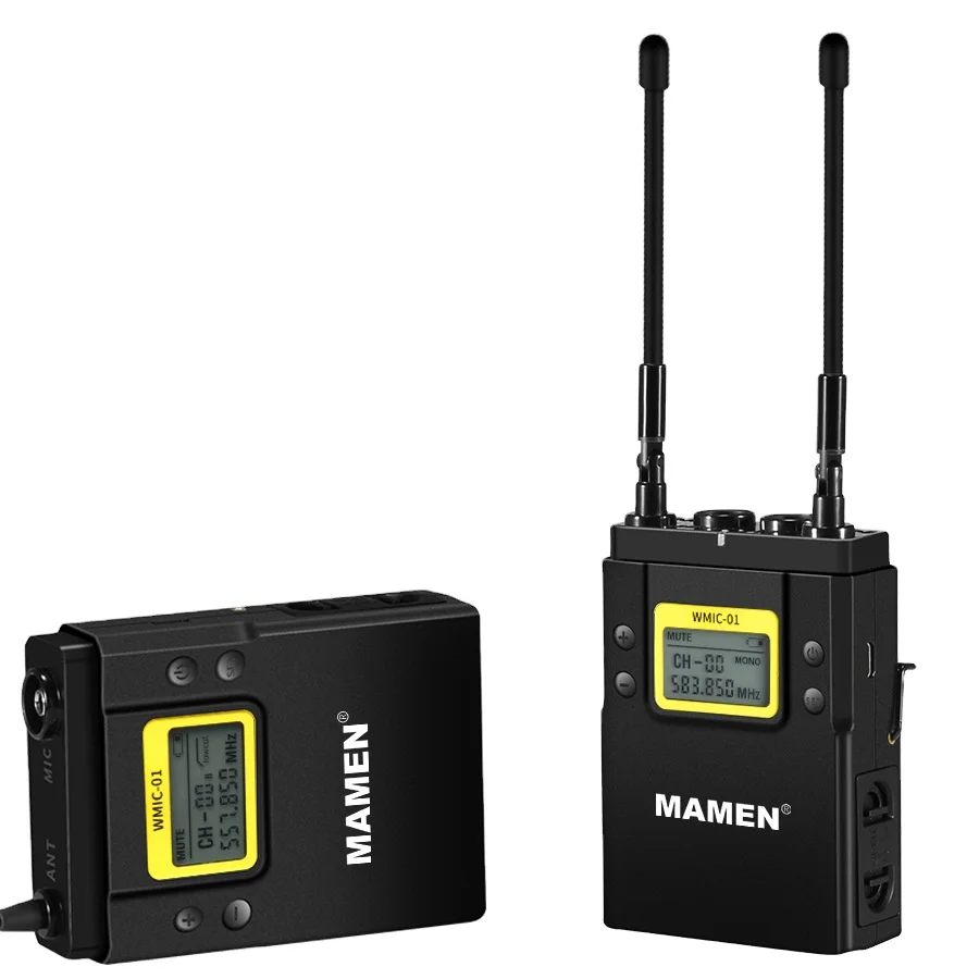 Mamen WMIC-01 Little Bee Wireless Lavalier Microphone Live Interview Camera Microphone One for Two