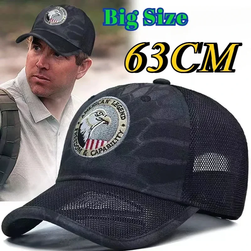 

New Big Head XL 60cm 63cm Man Plus Size Mesh Baseball Caps Adult Outdoors Camo Sun Hat Sport Snapback Hats Dad Trucker Caps