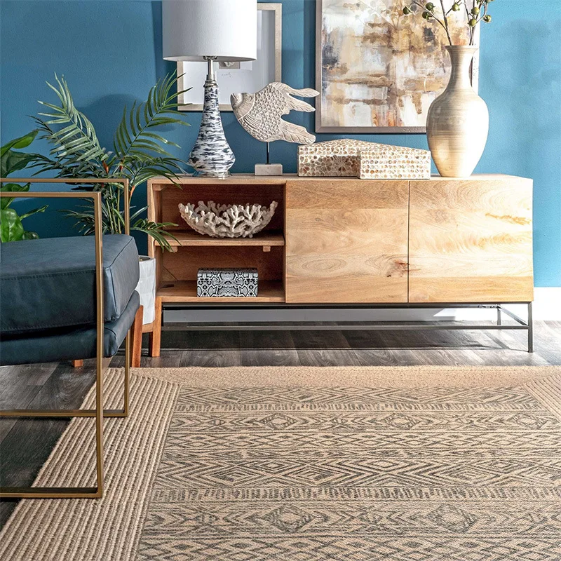 Premium handmade jute living room coffee table carpet retro bedroom bedside blanket