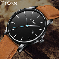 BIDEN Men's Watch Waterproof Casual Sports Quartz Watch Leather Strap Automatic Date Original Watch