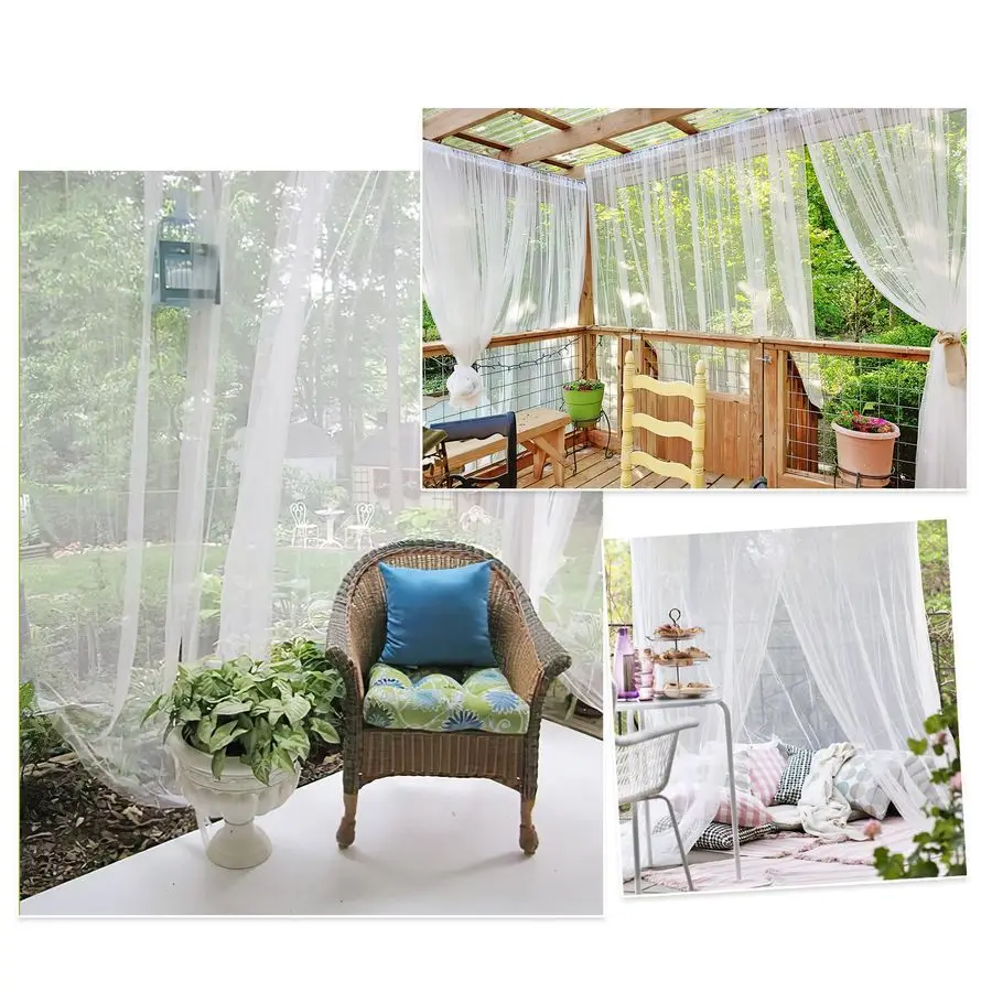 Mosquitera para Exteriores, para Porche, Patio, Gazebo, 2 Paneles, Impermeable, Cortinas de Tul Transparente, Malla de Protección, Cortinas de Privacidad
