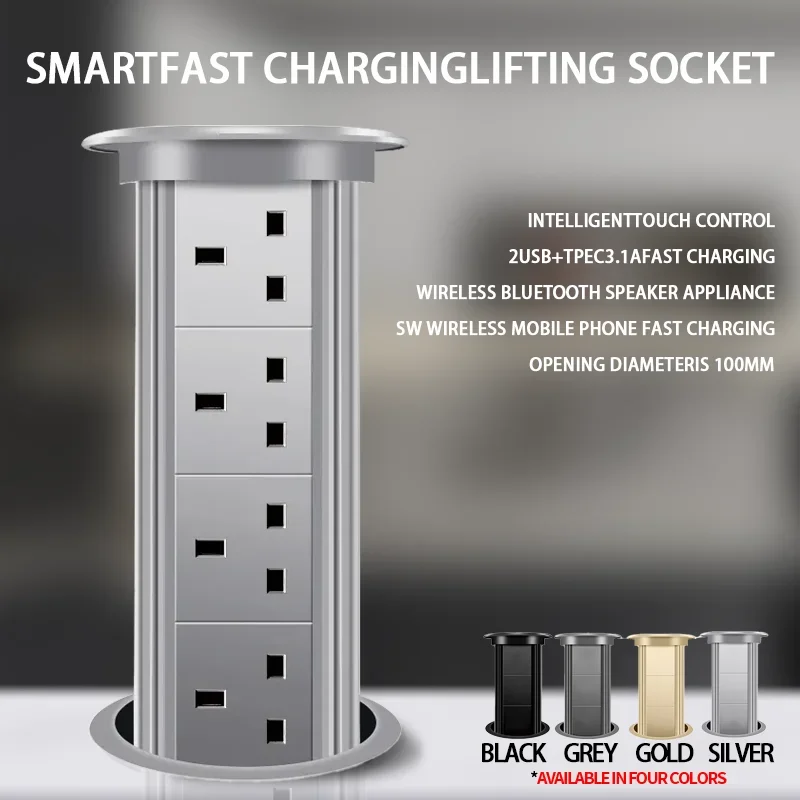 Home appliance Electric Lifting Automatic Pop up Socket Multiple Module US PLUG Charging Outlet Customizable AU /US /UK /2 USB