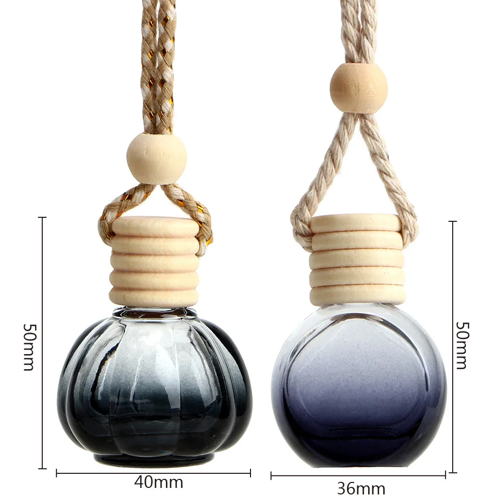 Pumpkin Shaped Car Perfume Bottle Pendant Air Freshener Empty Essential Oils Glass Diffuser Black Car Hanging Ornament SN1792