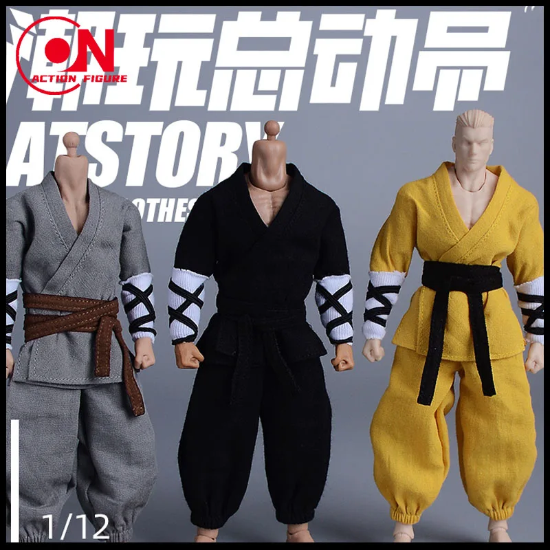 Romankey 1/12 Man Soldier Martial Monk Fighting Clothes Set Wuxia Lantern Pants Accessory For 6